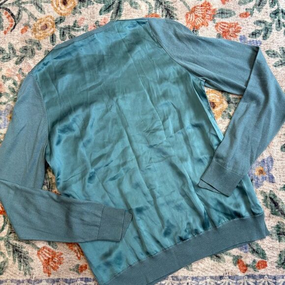 ZADIG & VOLTAIRE Ninon Cotton/Silk Cardigan Small Blue button front - Picture 7 of 7